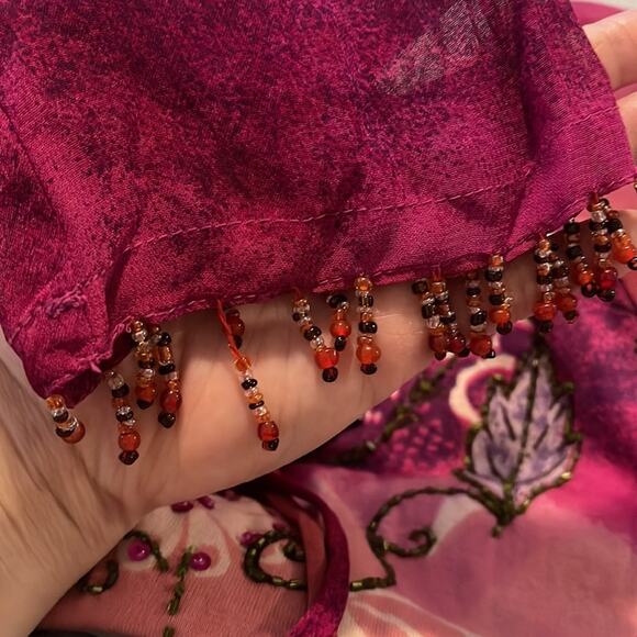 Y2K Vintage Forbidden Sheer Arms Beaded Top Women's Size Large NWT - Picture 3 of 8